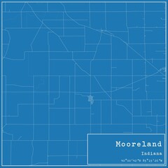 Blueprint US city map of Mooreland, Indiana.