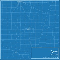Blueprint US city map of Lynn, Indiana.