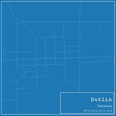 Blueprint US city map of Dublin, Indiana.