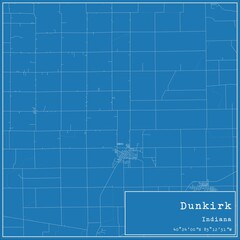 Blueprint US city map of Dunkirk, Indiana.