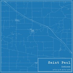 Blueprint US city map of Saint Paul, Indiana.