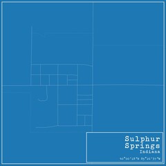 Blueprint US city map of Sulphur Springs, Indiana.