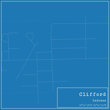 Blueprint US city map of Clifford, Indiana.