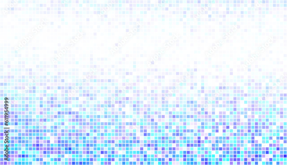 Poster abstract blue and white bottom mosaic with white copy space.