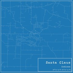 Blueprint US city map of Santa Claus, Indiana.