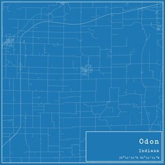 Blueprint US city map of Odon, Indiana.