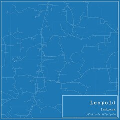 Blueprint US city map of Leopold, Indiana.