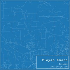 Blueprint US city map of Floyds Knobs, Indiana.