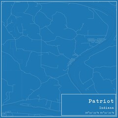Blueprint US city map of Patriot, Indiana.