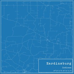Blueprint US city map of Hardinsburg, Indiana.