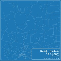 Blueprint US city map of West Baden Springs, Indiana.