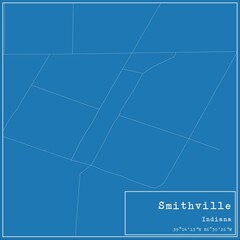 Blueprint US city map of Smithville, Indiana.