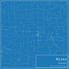 Obraz premium Blueprint US city map of Milan, Indiana.