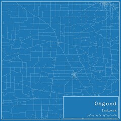 Blueprint US city map of Osgood, Indiana.
