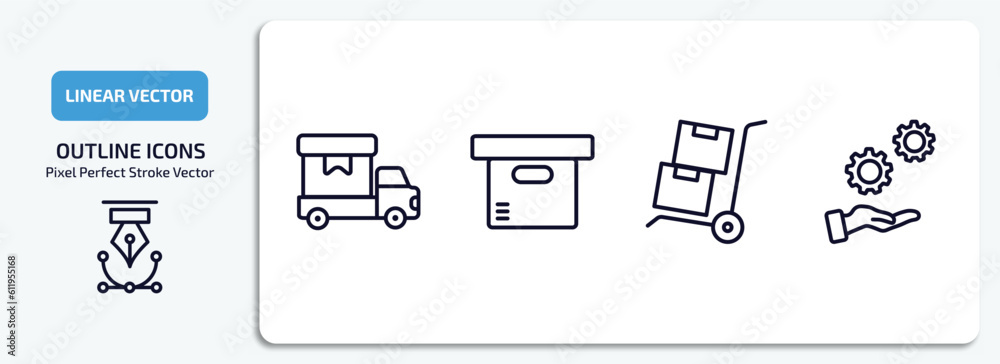 Wall mural delivery and logistic outline icons set. delivery and logistic thin line icons pack included cargo, 