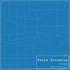 Blueprint US city map of Paris Crossing, Indiana.