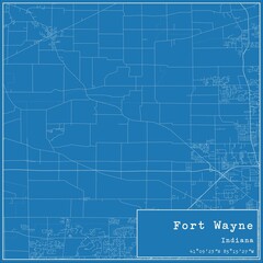 Fototapeta premium Blueprint US city map of Fort Wayne, Indiana.