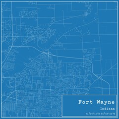Blueprint US city map of Fort Wayne, Indiana.