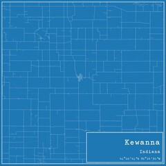 Blueprint US city map of Kewanna, Indiana.