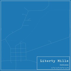 Blueprint US city map of Liberty Mills, Indiana.