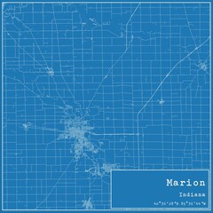 Obraz premium Blueprint US city map of Marion, Indiana.