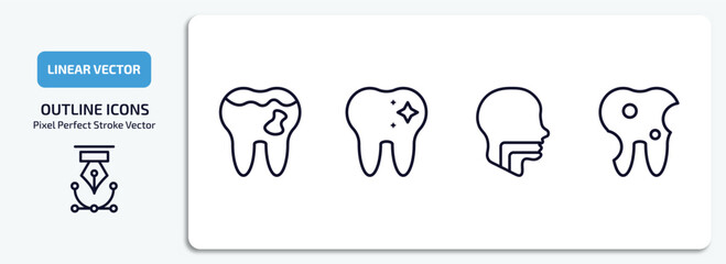 dentist outline icons set. dentist thin line icons pack included cavities, dentist, oral, bicuspid vector.