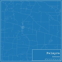 Blueprint US city map of Palmyra, Indiana.