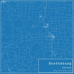 Blueprint US city map of Scottsburg, Indiana.