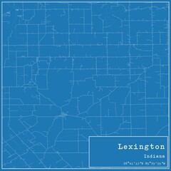Blueprint US city map of Lexington, Indiana.