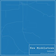 Blueprint US city map of New Middletown, Indiana.