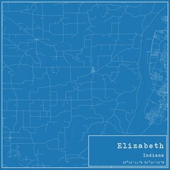 Blueprint US city map of Elizabeth, Indiana.