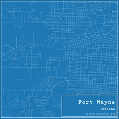 Fototapeta premium Blueprint US city map of Fort Wayne, Indiana.