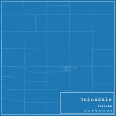 Blueprint US city map of Uniondale, Indiana.
