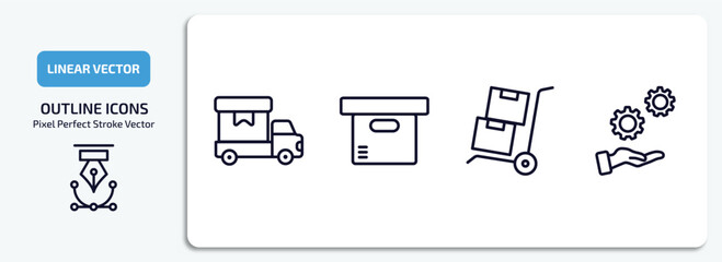 delivery and logistic outline icons set. delivery and logistic thin line icons pack included cargo, delivery containers, freight, support vector.