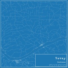 Blueprint US city map of Vevay, Indiana.