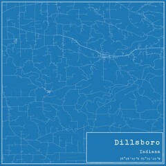 Blueprint US city map of Dillsboro, Indiana.