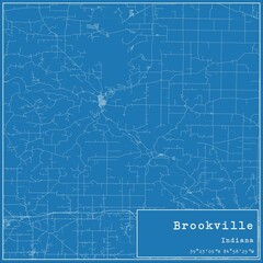 Blueprint US city map of Brookville, Indiana.