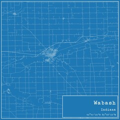 Blueprint US city map of Wabash, Indiana.
