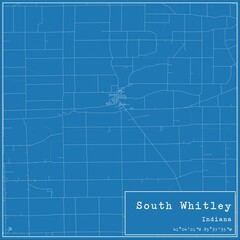 Blueprint US city map of South Whitley, Indiana.