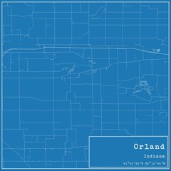 Blueprint US city map of Orland, Indiana.