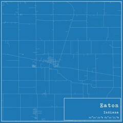 Blueprint US city map of Eaton, Indiana.