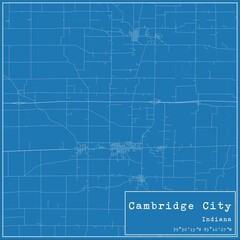 Blueprint US city map of Cambridge City, Indiana.
