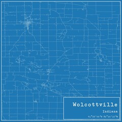 Blueprint US city map of Wolcottville, Indiana.