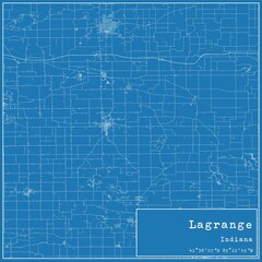 Blueprint US city map of Lagrange, Indiana.