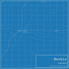 Blueprint US city map of Markle, Indiana.