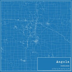 Blueprint US city map of Angola, Indiana.