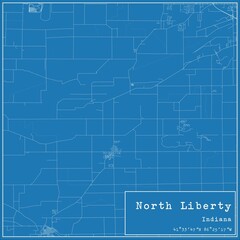 Blueprint US city map of North Liberty, Indiana.