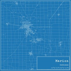 Blueprint US city map of Marion, Indiana.