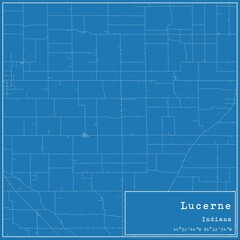 Fototapeta premium Blueprint US city map of Lucerne, Indiana.