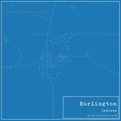 Blueprint US city map of Burlington, Indiana.